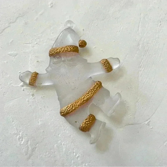 Vintage Christmas Ornament Frosted Clear Glass Gold Lot of 6 RARE - Picture 9 of 12